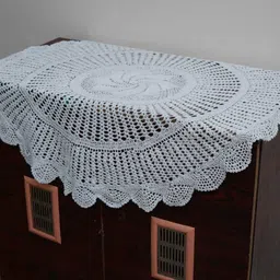 srisreya Cotton 4 Seater Crocheted Table Cover image 2