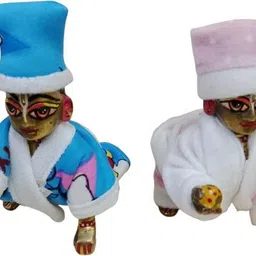 kanha set of 4 laddu gopal ji winter velvet (size 0 TO 1) any random color Dress image 3