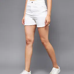 miss chase Solid Women Denim White Denim Shorts image 3