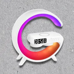 Harjio G Shape Table Lamp RGB Bluetooth Speaker with 15w Wireless Charger,Digital Clock 5 W Bluetooth Laptop/Desktop Speaker-picture-21