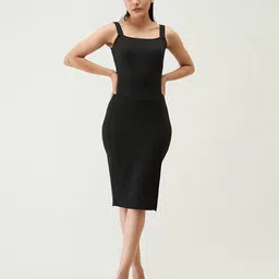 design plus fashion Women Bodycon Black Midi/Calf Length Dress image 3