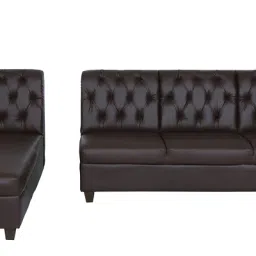 amberville from pepperfry Riosche Leatherette RHS Sectional Sofa (3+ Lounger) in Dark Brown Colour image 5