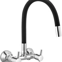 Turbo Double Lever Sink Mixer with Flexible Silicon Black Spout (Foam Flow) 360° Rotatable Super-Functional Water Tap for Kitchen Sinks Kitchen Mixer (Brass) Kitchen Mixer Faucet-image-7