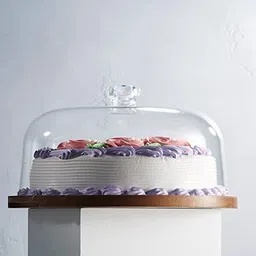 queryzen Cake Stand with Dome,Cake Cutting Holder for Birthdays & Party,wooden Cake Stand Plastic, Wooden Cake Server image 2