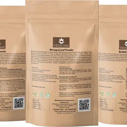 vedicine Natural Brahmi Hibiscus and Bhringraj Powder For Hair Care (50g each) image 2
