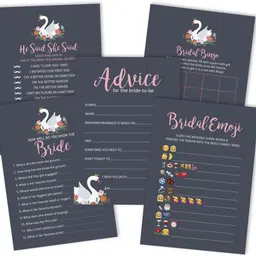 inkdotpot Swan Theme Bachelorette Party Set of 5 (50 Guests) Bridal Shower Fun Games Invitation Card-picture-33