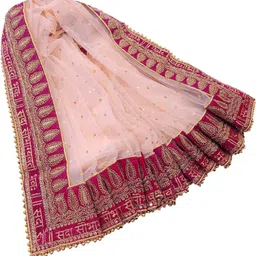 navti creations Net Embellished Peach Women Dupatta image 3