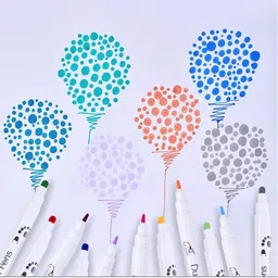 pathos india Dual Tip DOT Marker Pens 12 Colors Round DOT for Art,Coloring Sketching,Drawing image 5