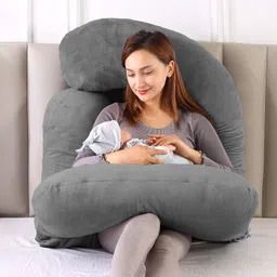 wild mint Ultra soft j shaped pillow Polyester Fibre Solid Pregnancy Pillow Pack of 1-picture-35