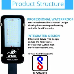 d'mak 40Watt Ultra Slim LED Street Light (White) - Set of 01 Flood Light Outdoor Lamp image 4