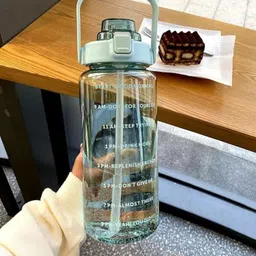 aktom Reusable Transparent Water Bottle With Removable Silicone Soft Straw 2000 ml-picture-13