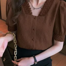 absorbing Casual Regular Sleeves Solid Women Brown Top-picture-21
