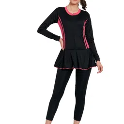 limee One Piece Full Body SwimSuit Maximum Coverage | UV Protection | Removable Pads Solid Women Swim-dress Pink, Black Swimsuit-picture-11