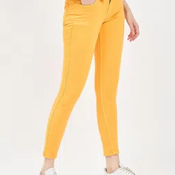 novio Women Slim Mid Rise Yellow Jeans image 5