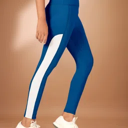 poojaran Color Block Women Blue Tights image 4