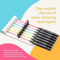 romj 48 Colors Dual Tip Alcohol Marker with Carry Case for Painting, Drawing, Artist Chisel & Fine Permanent Coloring Marker Sketch Pens for Kids & Adults, Model K48 Nib Sketch Pens image 5