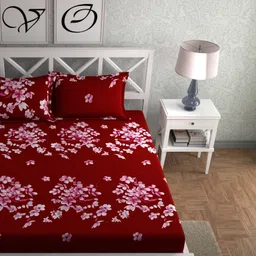 cg homes Cotton Double Fitted (Elastic) 180 TC Printed Bedsheet image 2