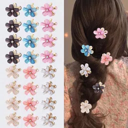 freebies Pack of 12 Flower Shape Hair Accessories Set Hair Clip-picture-11