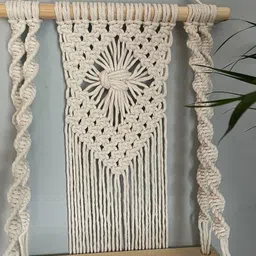 cubern Macrame Handmade Wooden Wall Shelf | Bohemian Wall Shelf for Living Room, Bed Room (Set of 2 - Twisted) Pack of 2 image 4