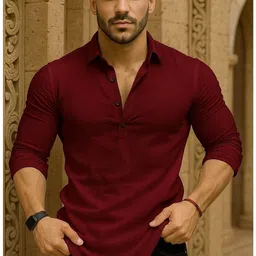 levinta Men Solid Cotton Blend Straight Kurta image 1