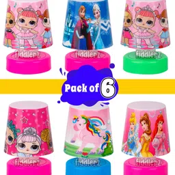 fiddlerz LED Night Lamps for Kids Girls Combo of Cartoon Theme Printed Study Table LED Lamp Stander Size Perfect for Kids Room (Pack of 6) Random Design Multi Color Table Lamps Lamp Shade image 2