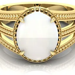 angira gems 7.25 Ratti White Opal 3line O Gold Crystal Crystal Gold Plated Ring-picture-34