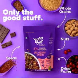 yogabars Yogabar Dark Chocolate Muesli & Cranberry 700g - Breakfast Cereal with 83% Nuts & Seeds, Dried Fruits, & Whole Grains - Vegan & Gluten Free Snack image 4