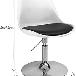 finch fox Height-Adjustable Swivel Modern 'Queen' / 'Cosmic'/ 'Victoria' Plastic Office Chair with Cushion for Salon/Spa/Bar/Medical/Kitchen/Doctor Stool Chair (White & Black Color) Leatherette Office Executive Chair image 3