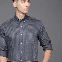 louis philippe Men Slim Fit Printed Button Down Collar Formal Shirt image 1