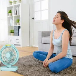 rhobos Emergency Rechargeable LED Fan | 3600mAh Battery | Type-C | Display Screen 5 Star 1200 3 Blade Table Fan image 4