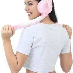 ablue clipper Winter Pink Fluffy Earmuff | 3D Kitty Ears Fur Plush Ear Warmer (Ear Moving) Ear Muff image 2