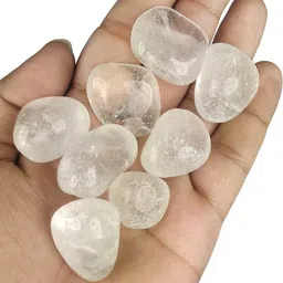 reiki crystal products Natural Clear Quartz Tumble Crystals / Stones for Reiki Healing and Vastu Correction and Increase Creativity 200 Grams Tumble Stone Regular Asymmetrical Crystal Stone image 2
