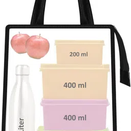 hvh world Blue-Tan Faux Leather & Linen PVC Cotted Fabric Tiffin + Picnic bag HV-TB07 Lunch Bag image 3