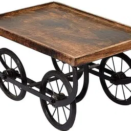 iconartsy Wooden Mixing Serving Tray with Move able Wheels Tray Serving Set-picture-17