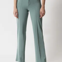 kotty Women Regular Fit Green Viscose Rayon Trousers-picture-40