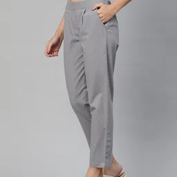adhisa Women Regular Fit Grey Cotton Blend Trousers image 3