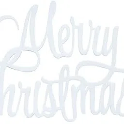 curious button White Merry Christmas Felt Cutout Sign | Size: 12" Festive Wall, Door Decor Fiber Cut-outs image 1