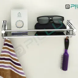 15x5 Inch Stainless Steel Wall-Mounted Shelf for Bathroom – Chrome Finish SILVER Towel Holder-image-41