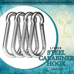 Heavy-Duty Carabiner Clips for Gym, Travel & Outdoor | Steel Snap Hook (4 PCS) Climbing Pulley-image-54