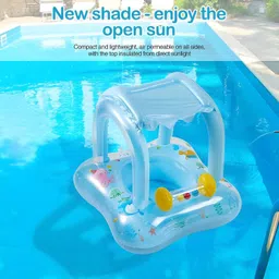 ellozia Baby Boat Swimming Ring with Sunshade, Inflatable Baby Float image 2