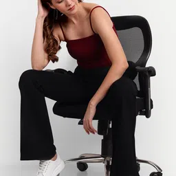 broadstar Women Flared Black Lycra Blend Trousers image 4