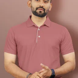 vebnor Men Solid Polo Neck Polyester Pink T-Shirt-picture-15