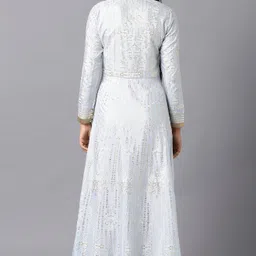 Women Fit and Flare Light Blue Ankle Length Dress image 2