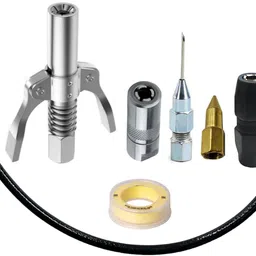 Grease Gun Coupler With 4Pc Grease Gun Adaptor, 1Pc Teflon Tap, 18inch Pipe Manual Dispenser-image-3