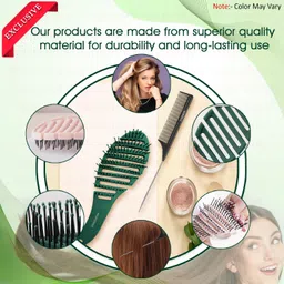 majestique Flexi Vent Hair Brush with Tail Comb, Detangler & Scalp Massager -2Pc/Multicolor image 4