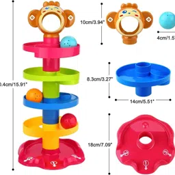 ssentrprioner Roll Swirling Tower Ball Ramp Toy for Baby & Toddler, 3 Multicolor Balls image 4