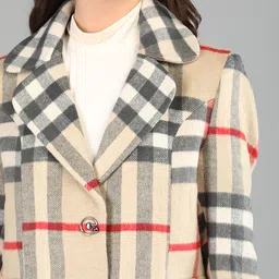 honnete 100 % Polyester Checkered Coat For Women image 5