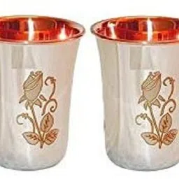 RAGHAV Pure Steel Copper Designed Jug Pitcher with Lid, Storage & Serving Water, Beneficial for Health,Copper and Steel Volume- Jug 1600 ML With Two Glasses 300ml Jug Glass Set image 4