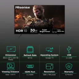 Hisense E43N 80 cm (32 inch) HD Ready LED Smart Google TV with Dolby Audio (2024 model) image 2