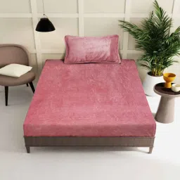 klotthe Rust Solid 300 TC Wool Single Bedsheet with Pillow cover image 2